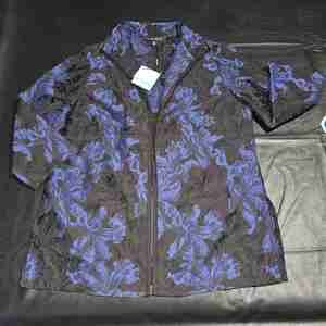 NWT Ming Wang Womens Heritage‎ Fit Blue Black Cardigan Blazer Small